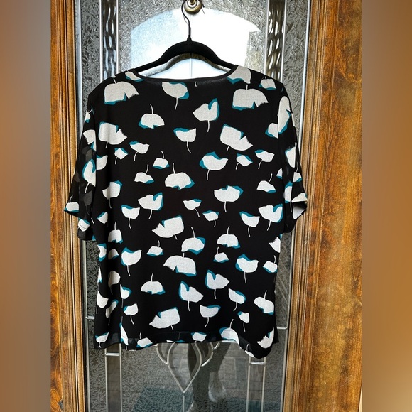 DKNY Black and Blue Patterned Blouse - Picture 4 of 5